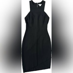 Helmut Lang Black Asymmetric Wrap Hem Sleeveless Zip Racer Back Dress